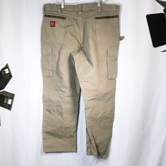 Wrangler Riggs Workwear Size 42 x 30 green cargo multi-pocket work/carpenter pan - Picture 8 of 15